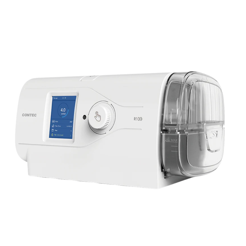 CPAP apnea del sueño. Dispositivo de presión positiva en vías respiratorias. CONTEC