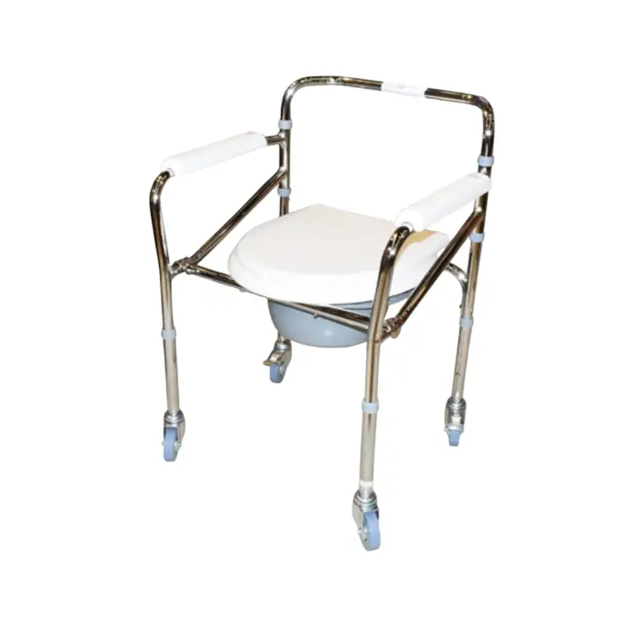 Silla con inodoro cromado con ruedas