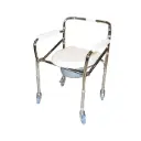 Silla con inodoro cromado con ruedas