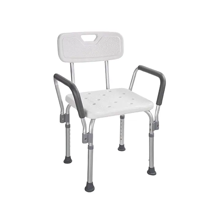 Silla de ducha blanco con apoya brazos.Ki