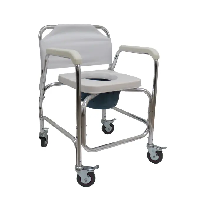 Silla de ducha con inodoro y ruedas. Ki