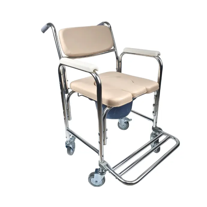 Silla de ducha con inodoro y ruedas. Ki