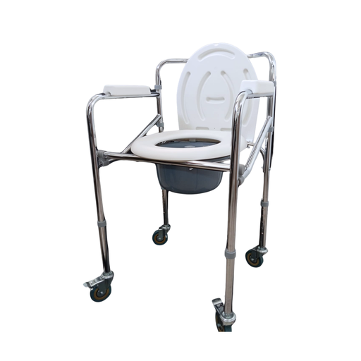[KI7001W] Inodoro portátil cromado con ruedas, Ki