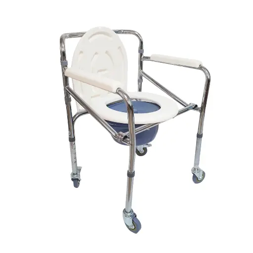 [FY696] Silla con inodoro cromado con ruedas